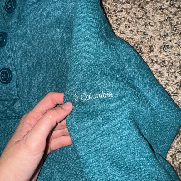 Columbia Teal 1/4 buttoned Knit Sweater size XS - Picture 3 of 5